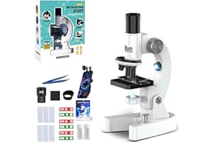 NMM Mikroskop für Kinder, 200x-4800x Lupe Kinds, Tragbares Mikroskop Set, Experimentelles Pädagogisches Spielzeug, Dias, Dauerpräparaten, Mit Handy-Aufnahmeständer, Ostergeschenke Kinder