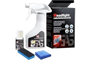 XIAOPINPI Scheinwerfer Aufbereitung Flüssigkeit Set, Auto Scheinwerfer Politur Spray, Autoscheinwerfer Reparaturflüssigkeit, Scheinwerfer Reparaturspray Für Reinigt Und Poliert Vermattete Vergilbte (1Set)