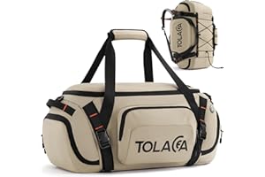 Tolaccea Sporttasche Rucksack für Herren & Damen – 40L große Reisetasche mit Schuhfach, Nassfach & Laptopfach (15,6") – Wasserdicht Duffle Bag für Weekender, Fitness, Sport & Reisen(Khaki)