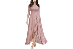 MIUSOL Women's Elegant Scoop Neck Floral Lace Formal Wedding Maxi Dress