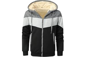 LEZUAN Hoodie para Hombre con Cremallera, Sudadera con Capucha de Invierno, Chaqueta con Capucha de Forro Polar, Ropa de Abrigo Gruesos