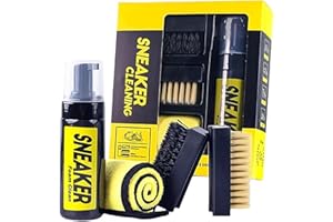 HOMETRIC Suede Shoe Cleaner Kit – Foam Cleaner with 2 Brushes & Cleaning Cloth – Suede Cleaning Kit for Trainers, Sneakers, White Shoes – Shoe Polish Brush & Sneaker Cleaner Set, Leather, Knit, Boots, Canvas