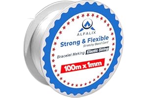 ALFALIX 1mm x 100m Bracelet String For Bracelet Making Clear Elastic String, Strong & Stretchy Elastic Thread, Easy to knot, Bracelet elastic for Jewellery making, Crystal Clear String Beading & DIY (1Pcs)