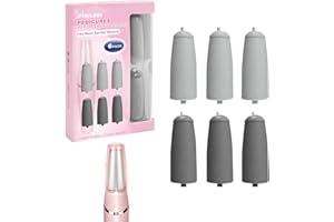 IRILEKI Têtes Rechange Pédicure 6 Pièces pour Dissolvant Callosités Électrique, Tête de Rouleau Lime à Pied d'Outil Électrique - 3 Grossières Et 3 Fines (N'Inclut Pas Les Outils Pédicure)