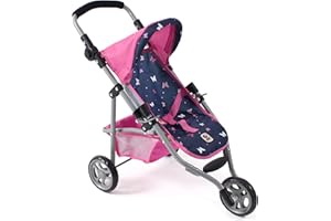 Bayer Chic 2000 - Passeggino per bambole Lola, Passeggino da jogging, Bambola, Passeggino per bambole, Butterfly, 612-33, Navy, Rosa