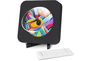 MAITE Reproductor de CD Bluetooth con Altavoz Hi-Fi,Reproductor de CD montable en la Pared para el hogar Radio FM/USB/Conector de Auriculares Entrada AUX con Mando a Distancia (Negro)