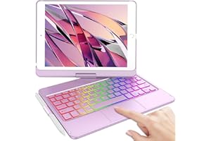 KBCASE for iPad 9th Generation Case with Keyboard 360° Rotatable Keyboard Case for iPad 9th/ 8th/ 7th Generation 10.2" 2021, Cover Wireless Bluetooth Keyboard Case with 7 Backlit,UK Layout