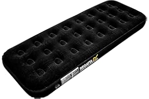 Regatta Materasso Gonfiabile da Campeggio Singolo con Finitura Floccata, Nero, 185 x 75 x 21 cm