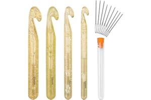 Kristall häkelnadel, JANDH 4 Stück Große Häkelnadel Set, Größen 12 mm 15 mm 18 mm 20 mm Länger Häkelnadeln mit Häkeln Kopf, Ergonomische Comfort Häkelgriff, für Dicke Wolle, Bulky Garn