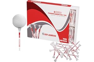 BENSIVE Golf Tees Bamboo 70mm | Pack of 200, 100 & 50 | Sturdy, Biodegradable, Sustainable Wooden Golf Tees with Height Markers & Curved Top - White