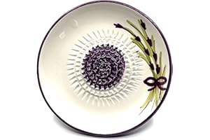 Kaladia - Ceramiczny talerz do tarcia - idealny do imbiru, parmezanu itp. - Wzór: fioletowy kwiat - średnica 12 cm - ręcznie malowana - Wyprodukowano w Hiszpanii