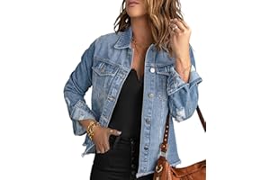 Necooer Denim Jeansjacke Distressed Authentics Damen Jeansjacke