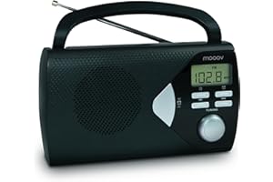 MOOOV Metronic 477205 - Radio portátil, Radio Am/FM, Pantalla Digital, Alarma Opcional, Color Negro.
