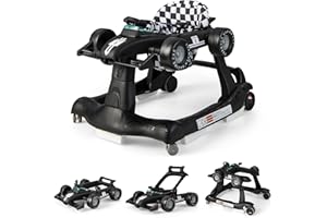 RELAX4LIFE 4 en 1 Andador para Bebés 6-18 Meses, Andador Plegable con Altura Regulable en 3 Niveles, Tacatá Bebés con Luces, Sonidos y Velocidad Controlable, 64 x 73 x 50,5-55,5 cm (Negro)
