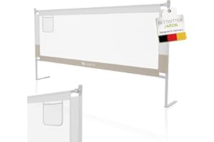 ‎JUSKYS Juskys Baby Bettgitter Jaron 200 cm - höhenverstellbar, kombinierbar & klappbar - Bett Rausfallschutz für Kinder - Bettumrandung Kinderbett - Beige