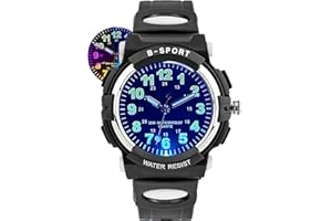 DTKID Analoge Kinderuhr Jungen Mädchen, Armbanduhr Kinder mit Licht, gut lesbares Zifferblatt, 50M Wasserdicht, Uhr Kinder ab 5-16 Jahren