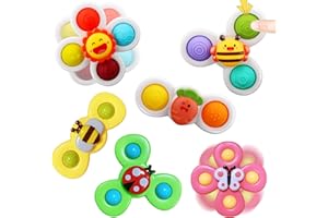 AIUOKYA Suction Cup Spinner Toys, Simple Dimple Suction Toy with Silicone Bubbles Kids for Bath and Window, Baby Toys for 1+ Years Old