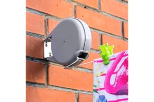 ART MOON Tatkraft Long, Corde à Linge Rétractable de 12 m pour Vêtements, Étendoir à Linge très Robuste et Résistant, Mécanisme Rétractable Automatique, Installation Facile sur Murs, Séchoir de Jardin