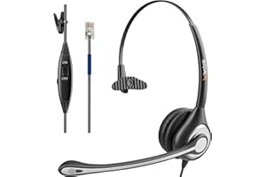 Wantek - Auriculares con micrófono de cancelación de Ruido para teléfono Central de Llamadas con plantronics M10 M12 M22 MX10 amplificadores o Cisco 7942 7971