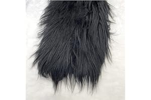 NIANTONG Tissu en Fausse Fourrure à Poils Longs 170x50cm Tissu De Fourrure Artificielle pour Costume Arts Artisanat Jouets Décorations Cosplay Jetés(Color:Noir)