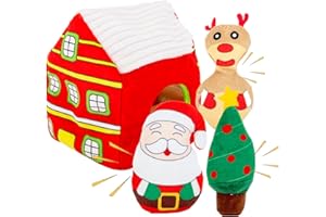 CIIVURR Hundespielzeug Weihnachten Intelligenz mit 3-Quietschend, Interaktive Hundespielzeug Unzerstörbar Schnüffelteppich für Hunde, Schnüffelspielzeug für Mittlere und Kleine (Rot)