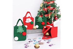 Figarge 4Pcs Weihnachten Geschenkbeutel Filz Stoffbeutel Weihnachten Geschenktüten Tüten Süßigkeiten Nikolaussäckchen mit Griff Weihnachtsbeutel Süßigkeiten Beutel für Geschenke Süßigkeiten