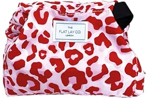 The Flat Lay Co. Makeup Bag - Travel Make Up Organiser for Cosmetics, Eyeshadow, Make-Up Brushes, Lipstick & Tools - Drawstring Makeup Bag Storage with Brush Holder & Large Pockets