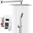 Rainsworth Concealed Shower Set, Bathroom Luxury Rain Mixer Shower Combo Set, 10 Inches Rainfall Shower Head, Stainless Steel & Brass,Chrome
