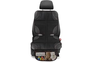 QUUYLIN Protector Asiento Coche Silla Bebe, Tamaño Universal Protector Asiento Coche Niños Compatible Isofix con 1 Bolsillos de Almacenaje, Protectores Impermeables Desde Manchas y Daños, para SUV, Sedan (A)