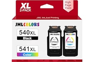 JMLCOLORS 540XL 541XL Twin Pack Compatible for Canon 540 and 541 Ink Cartridges, PG-540XL CL-541XL Compatible for Pixma MX475 MG4250 MG3600 MG3150 MG3250 MG3550 MG3650 TS5150 TS5151 (Black & Color)