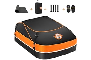 Sailnovo Sac de toit pliable 453 l, matériau étanche 1000D, tapis antidérapant, 6 sangles renforcées, 4 crochets de porte, pour le transport des bagages sur tous les véhicules avec/sans barres de toit