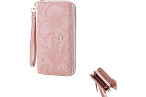 RONOZA Małe części itp. Damski portfel, duży portfel w długim formacie, duża torebka damska z długą i dużą pojemnością, może pomieścić telefony komórkowe, duże rachunki, karty i pieniądze (różowa), Rosa,