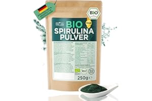 ‎HE-JU He-Ju Spirulina Pulver Bio 250g – laborgeprüft, proteinreich, in BIO-Qualität, ohne Zusatzstoffe, ideal für Smoothies & Shakes, vegan