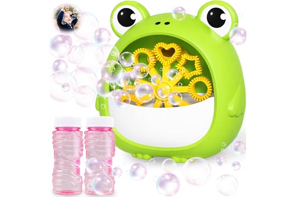 Chennyfun Machine à Bulles Portable de Grenouille, Machine à Bulles Automatique 2000+ Bulles/Min avec Bouteilles de Liquide à Bulles, Jeux Cadeaux Exterieur Intérieur pour Enfants Fête Mariage Jardin