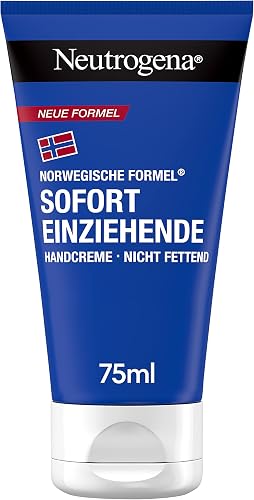 Neutrogena Instant Absorbing Hand Cream, Light and Non-Greasy Moisturising Cream with Glycerine + Vitamin E for Dry, Cracked Hands 75 ml