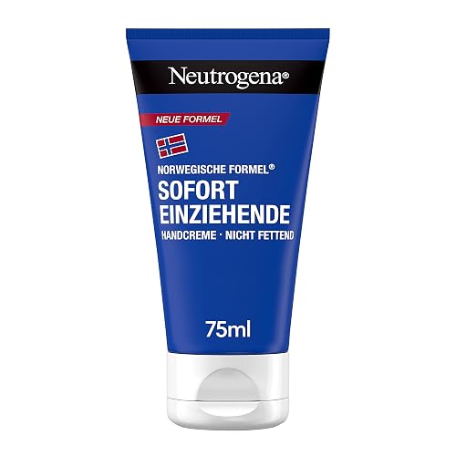 Neutrogena Instant Absorbing Hand Cream, Light and Non-Greasy Moisturising Cream with Glycerine + Vitamin E for Dry, Cracked Hands 75 ml
