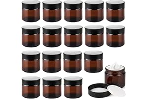 ITOYX 16 Stück 60ml Amber Glas Leerdose, Kosmetisches Glas Leerdose Cremedose Leer Dosen Braunen Glasbehälter Salbentiegel Nachfüllbare Kosmetikbehälter für Cremes Lotionen Ätherische Öle Pulver 60ml