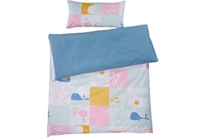 HANS NATUR Bio Kinderbettwäsche 100% Bio-Baumwolle (kbA) GOTS zertifiziert, Patchwork Wale, 100 x 135 cm / 40 x 60 cm, Perkal-Stoff