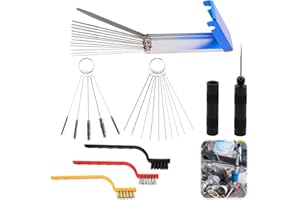 MSMXCS 32-Piece Carburetor & Nozzle Cleaning Kit | 5 Stainless Needles + 13 Wires + 10 Nylon Brushes | Jet Cleaner for Airbrush, Spray Guns, Motorcycles, 3D Printers