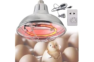 DBZDM Lampe Infrarouge Chauffante avec Thermostat pour Chiots/Tortue/volaille, 220V/400W Lampe Chauffante Poussin Multifonction pour Élevage/Agriculture