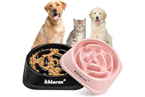 KHLEROX Gamelles antidérapantes pour Chien à Alimentation Lente, 2 pièces, Anti-étouffement et interactives, Anti-ballonnement, pour Chiens et Chats de Petite et Moyenne Taille (Noir et Rose)