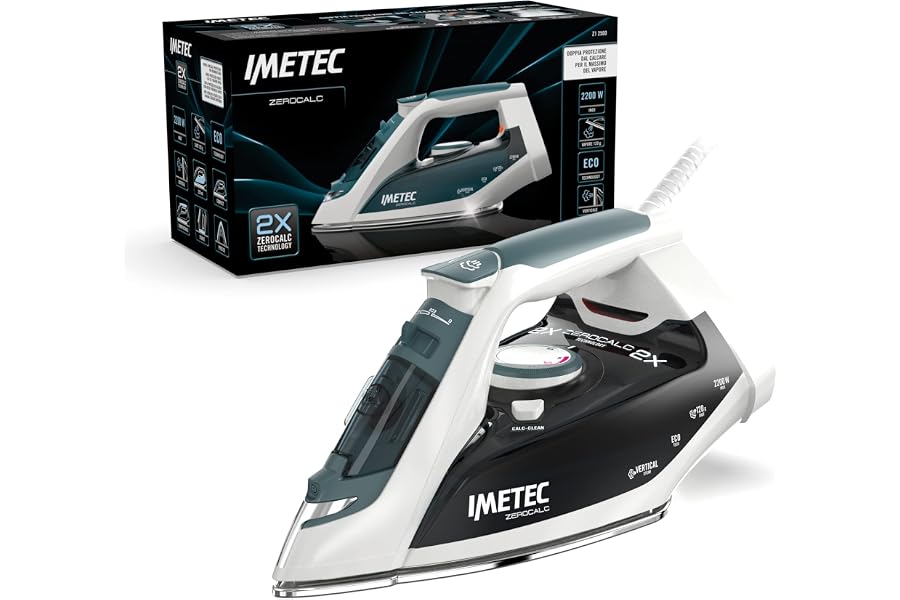 Imetec ZeroCalc Z1 2500 - Steam Iron - Anti-Limescale Technology - Stainless Steel Plate - 2200 Watt, Steam Boost 120 g - Energy Saving Technology, Calc Clean Function
