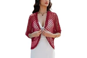 Gyabnw Bolero Mujer Cárdigans de Crochet Ligero Torera Chaqueta para Boda Fiesta Manga 3/4