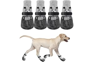 ZSMJAER Lot de 4 paires de chaussettes de protection imperméables, antidérapantes, réglables avec 2 sangles Velcro, pour chiens de petite et moyenne taille