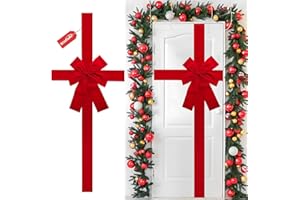 NoxGule Lazo Puerta Navidad, Lazo Grande Navidad, Lazo Rojo Navidad, Lazo Navidad para Puerta, para Puertas, Ventanas, Fiestas Navideñas, Celebraciones de Acción de Gracias, Bodas, 40cm X 50cm