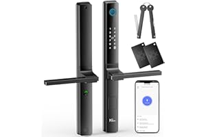 NGTeco Smart Door Lock with Handles, Fingerprint Keyless Security Entry Door Lock, Passcode, IC Card, Fingerprint, Key, WiFi Smart Lock for Narrow-Frame Doors, APP Control, Easy Installation