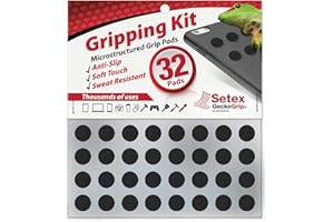 Setex Gecko Grip Almohadillas de Agarre universales Antideslizantes para iPhone, Tableta, portátil, cámara, Controlador de Juegos, Fabricado en Estados Unidos, 32 Almohadillas Negras