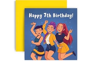 Huxters K-Pop Inspired 7th Birthday Card for Girls Daughter Niece Sister Friend Bestie – 7 Today (7th)
