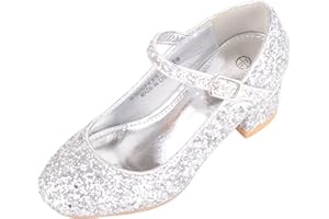 ABSOLUTE FOOTWEAR Childrens Kids Girls Slip On Heeled Sparkly Glitter Pagent Party Celebration Shoes
