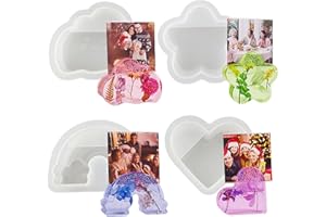 TUXUZAL 4 stampi in resina epossidica a forma di cuore, in silicone epossidico, per biglietti da visita, in silicone, con nuvole, arcobaleno, in silicone, per fiori, nuvole, fai da te, decorazione per la casa